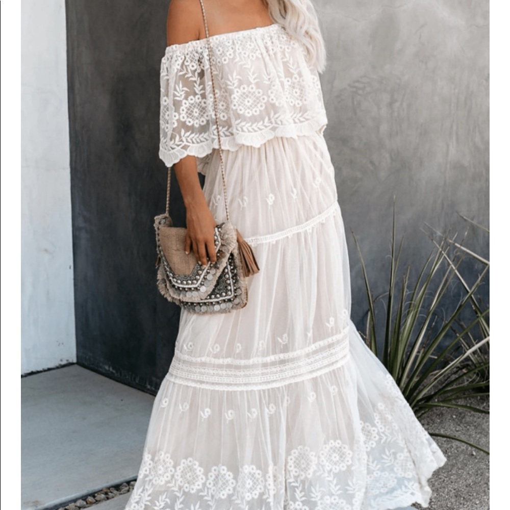 White lace maxi dress